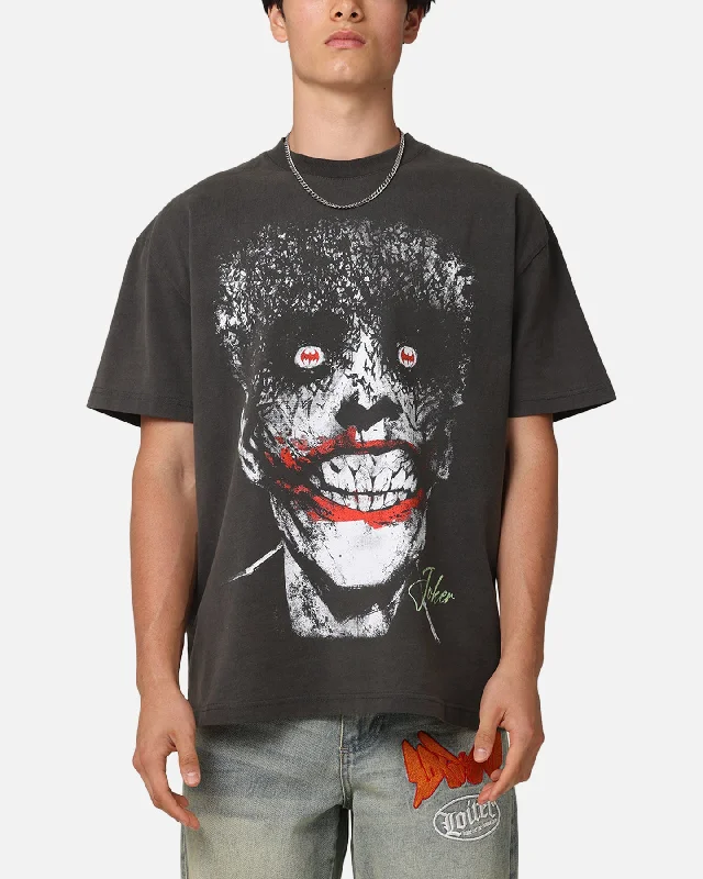 American Thrift X DC Batman The Joker Smile Heavyweight T-Shirt Black Wash-- Fashionable Trendy Casual