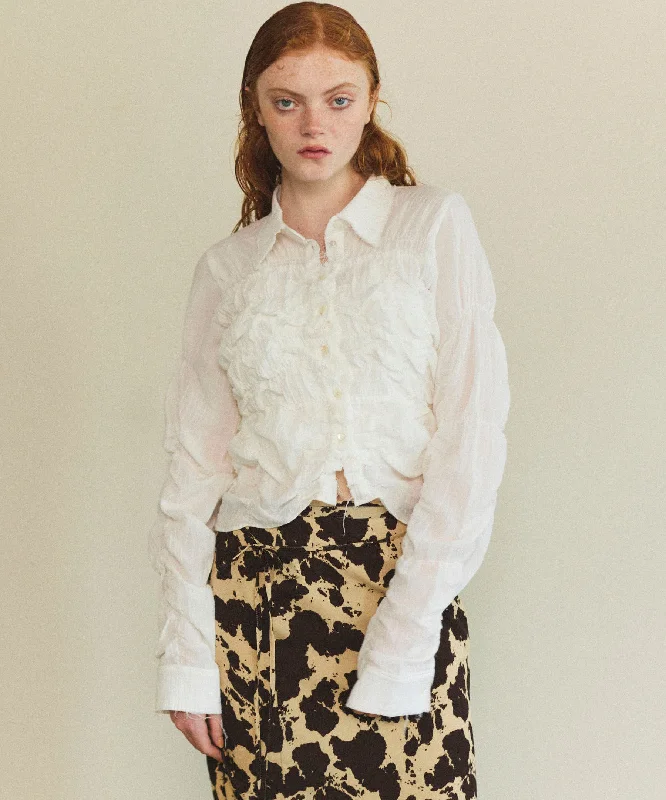 【25SPRING PRE-ORDER】Shirring Bustier Shirt-- Zippered Front Buttoned Front Snap Front 【25SPRING PRE-ORDER】Shirring Bustier Shirt-- Zippered Front Buttoned Front Snap Front