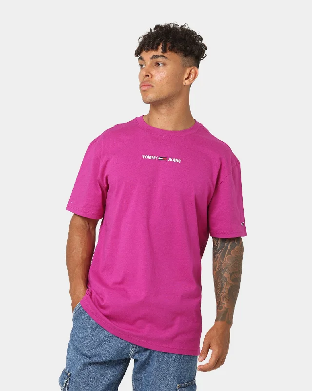 Tommy Jeans Small Text T-Shirt Autumn Plum-- Polka Dot Checkered Tartan