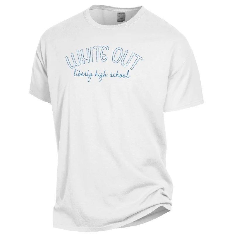 Liberty Blue Jays Comfort Wash WHITE OUT Short Sleeve T-Shirt - Gear-- Lace Blend Ribbed Blend Corduroy Blend