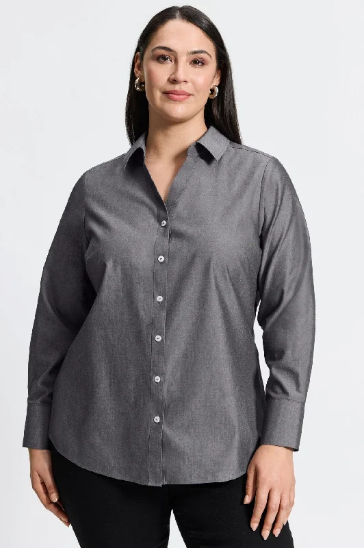Mary Plus Essential Pinpoint No Iron Shirt-- Iron Safe Non-Iron Wrinkle Free