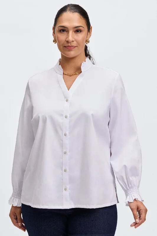 Elora Plus No Iron Stretch Matte Sateen Shirt-- Welt Pockets Slit Pockets