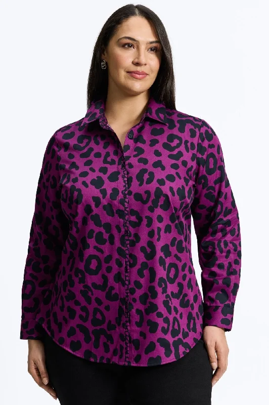 Charlie Plus Cheetah Shirt-- Collared Crew Neck Turtle Neck
