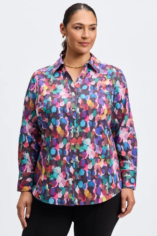 Mary Plus No Iron City Lights Shirt-- V-Neck T-Shirt Long Sleeve Cotton