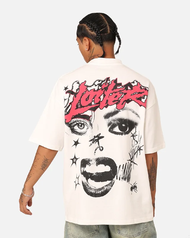 Loiter Sketchbook Oversized T-Shirt Off White-- Anti-Pilling Machine Wash Handmade