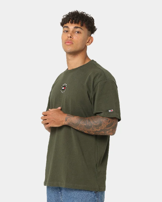 Tommy Jeans Tiny Circle T-Shirt Dark Olive-- Print Jacquard Patchwork