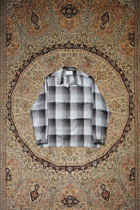 SUGARHILL OMBRE OPEN-COLLER SHIRT(GRAY)-- Print Jacquard Patchwork