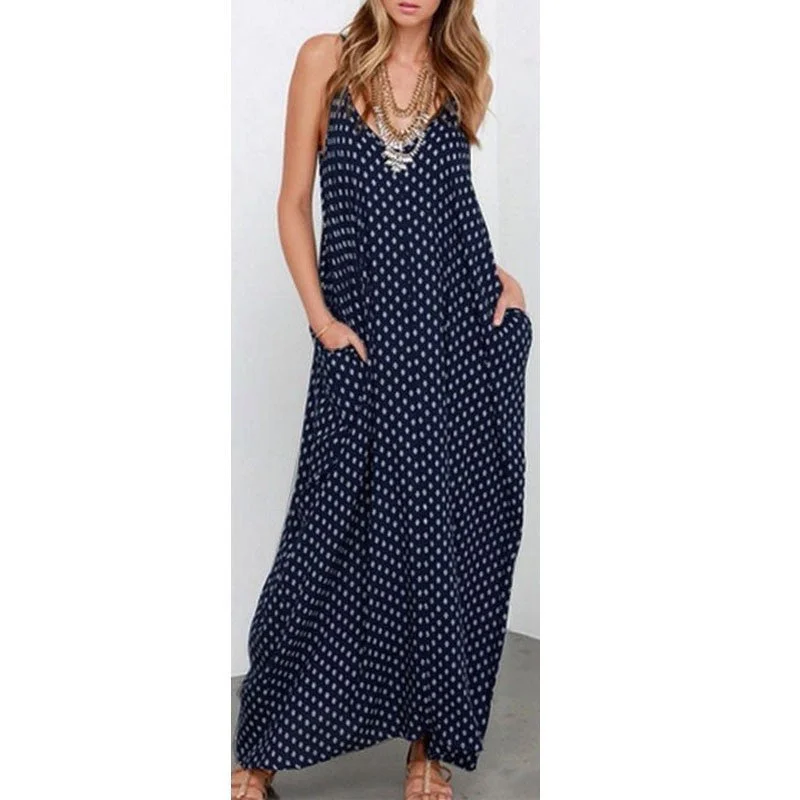 6 Color Women Strapless Polka Dot Casual Loose Long Maxi Summer Dress Cotton Beach de verano Vestidos Plus Size Tunics Modern contemporary