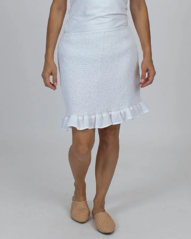 Smocked Ruffle Hem Skirt a-line skirt cut
