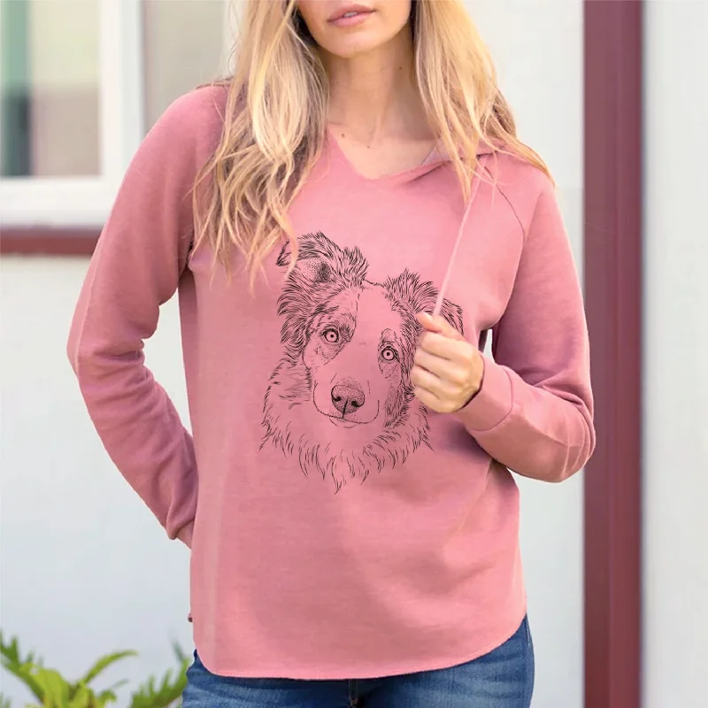 Bare HoneyBee the Miniature Australian Shepherd - Cali Wave Hooded Sweatshirt Hoodie with Magnetic Closure Innovative Modern Bare HoneyBee the Miniature Australian Shepherd - Cali Wave Hooded Sweatshirt Hoodie with Magnetic Closure Innovative Modern
