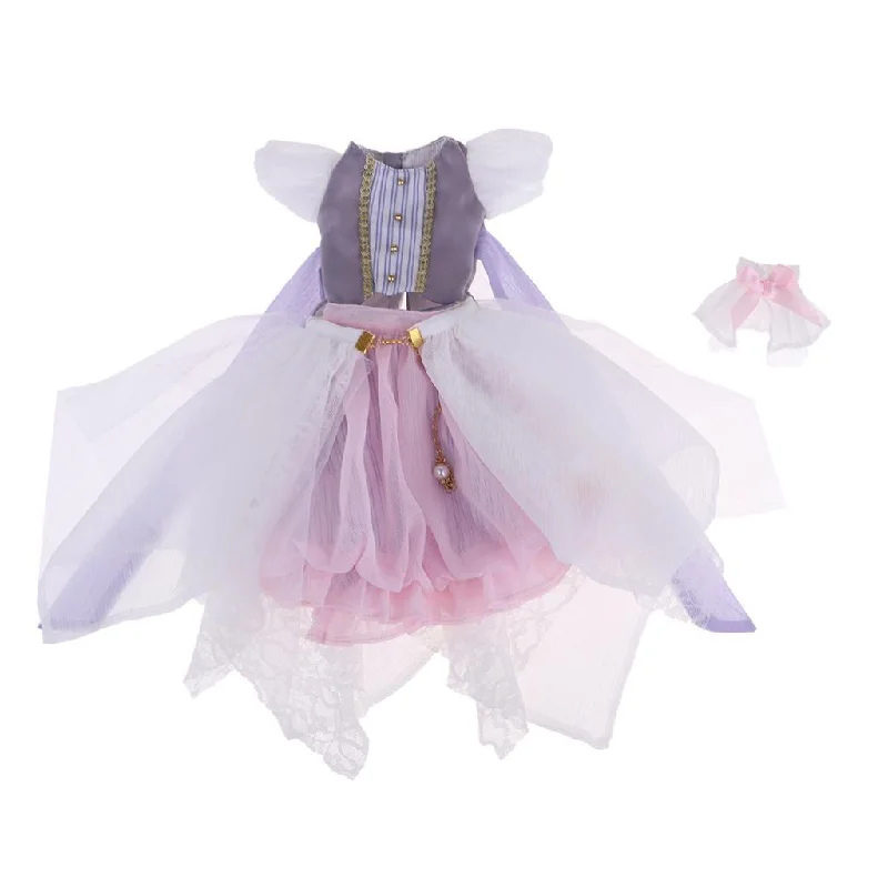 Maxbell Fairy Party Gown Dress Gray Tops Bowknot Collar For 1/4 BJD Doll Outfit Tunics Essential wardrobe