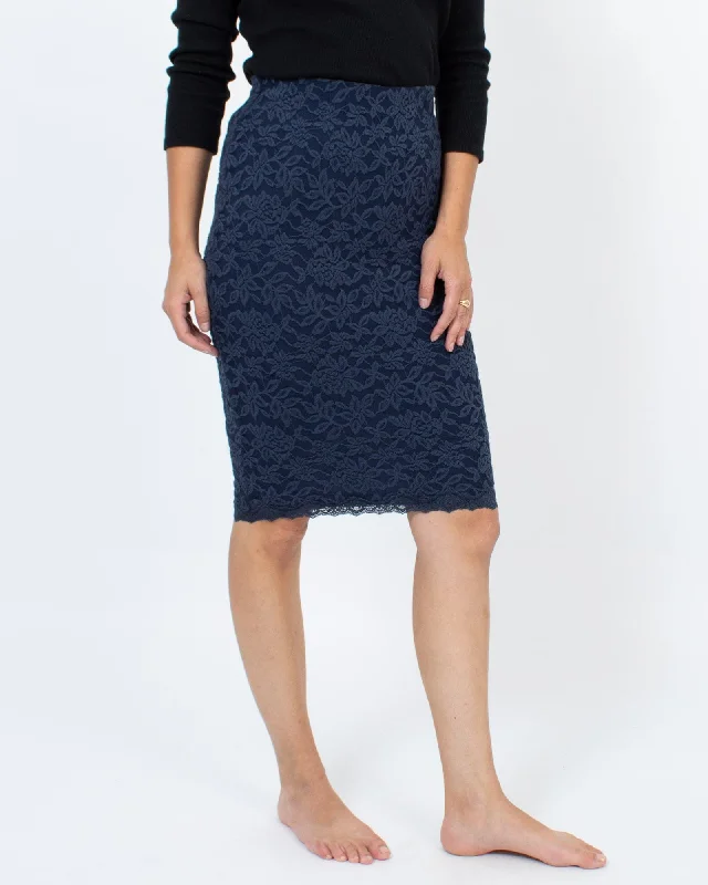 Navy Lace Skirt mini skirt trendy