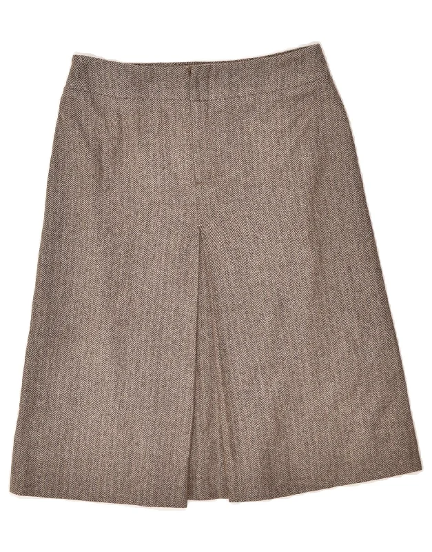 STEFANEL Womens A-Line Skirt EU 36 Small W26 Grey Herringbone Wool cotton skirt soft