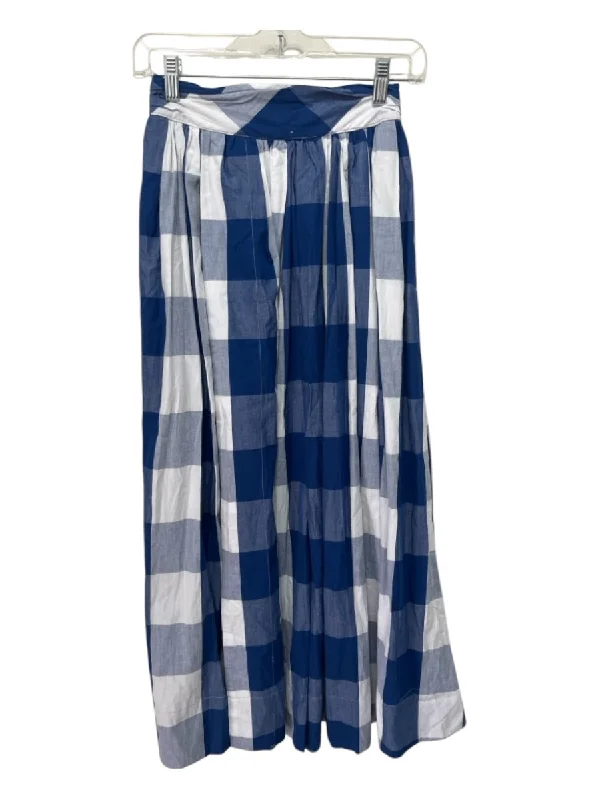 Sunday in Brooklyn Size XXS Blue & White Cotton Gingham Maxi Back Zip Skirt leather skirt bold Sunday in Brooklyn Size XXS Blue & White Cotton Gingham Maxi Back Zip Skirt leather skirt bold