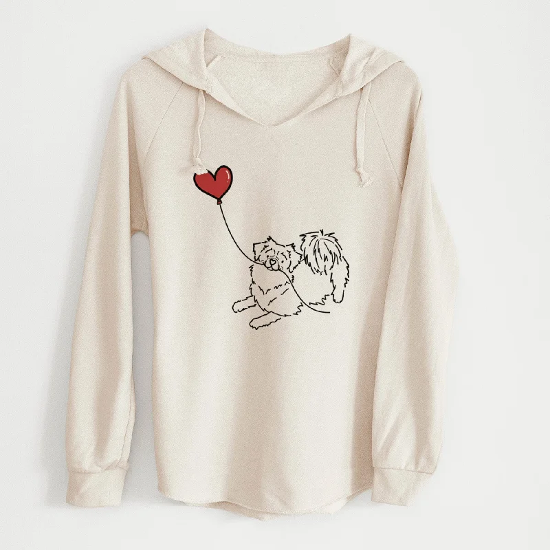 Tibetan Spaniel Heart String - Cali Wave Hooded Sweatshirt Hoodie with Back Slit Movement Comfort