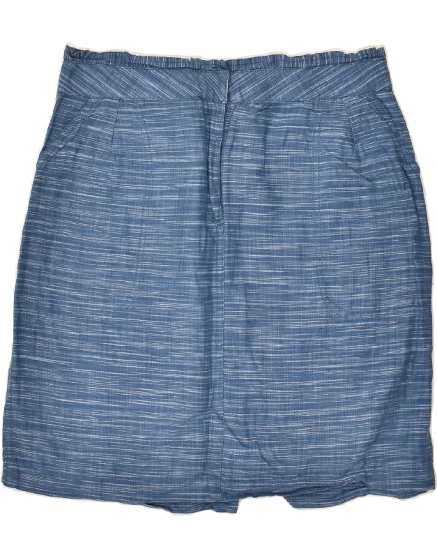 J. CREW Womens Straight Skirt US 10 Large W32 Navy Blue Linen leather skirt durable