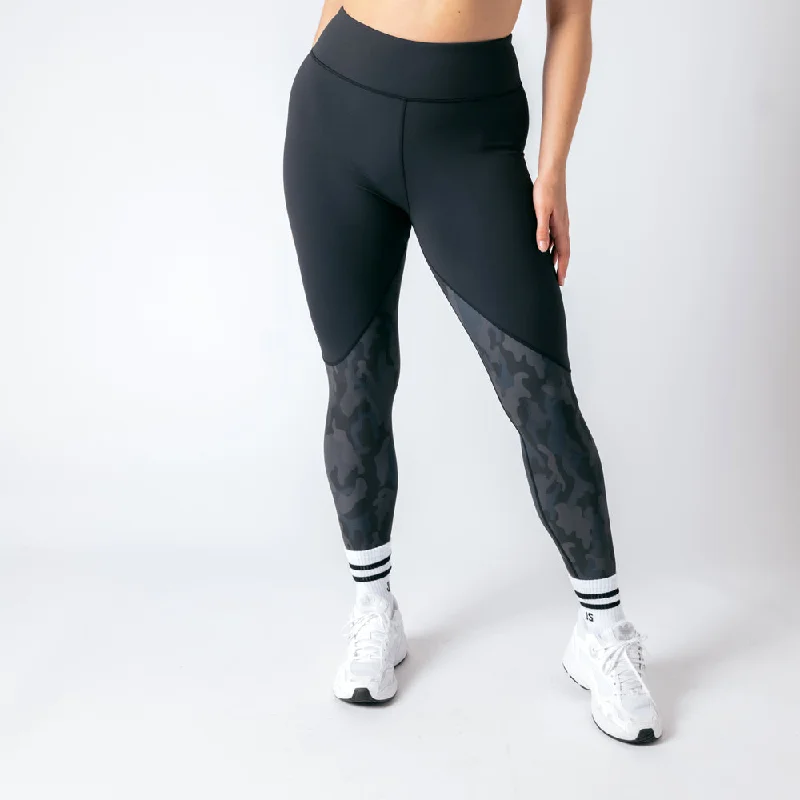 Vertex Camo High Rise Leggings - Black Onyx Stylish Printed Stretch Leggings