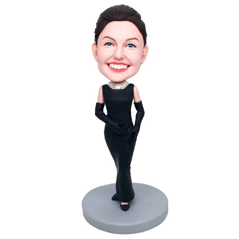 Custom Sexy Female Bobbleheads In Black Tight Skirt chiffon skirt delicate