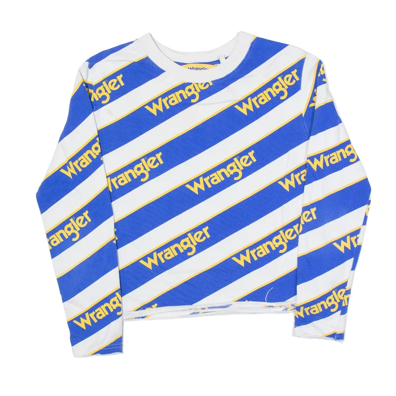 WRANGLER Striped Sweatshirt Blue Womens XS Hoodie with Color Block Contrast Stylish