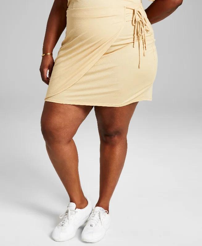 Trendy Plus Size Side Tie Skirt cashmere skirt fine