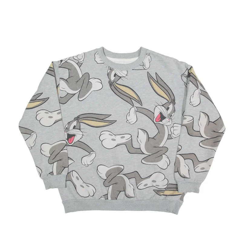 BETTY B+R Bugs Bunny Sweatshirt Grey Womens L Oversized Hoodie Comfort Casual
