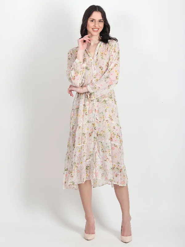 Emily Floral Printed Georgette Dress Tunics Ceremony elegant