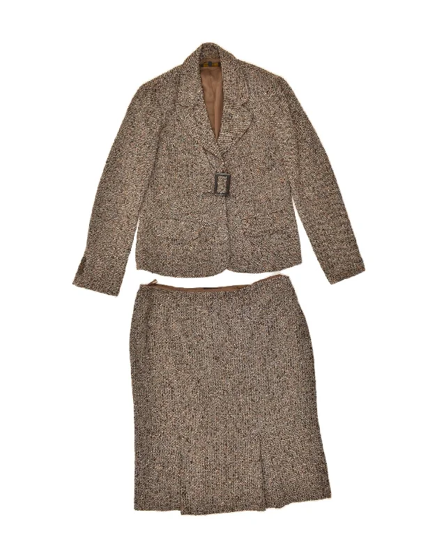 LUISA SPAGNOLI Womens 2 Piece Skirt Set IT 46 Large W34 Brown Flecked Wool chiffon skirt airy