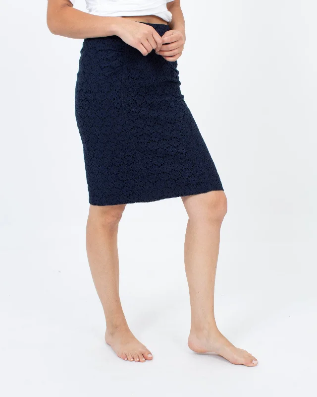 Navy Lace Skirt button skirt front