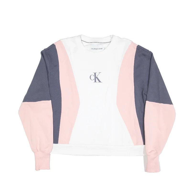 CALVIN KLEIN Sweatshirt White Womens S Hoodie with Reflective Safety Nightwear