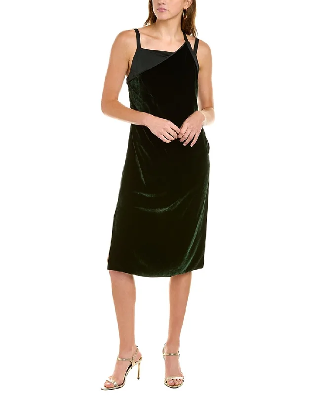 Helmut Lang Velvet Silk-Blend Slip Dress Tunics stripes playful