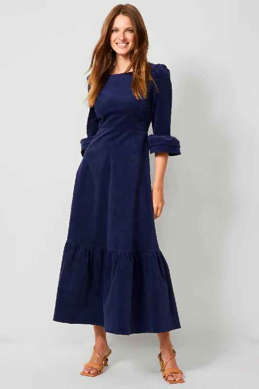 Victoria Round Neck 3/4 Sleeve Stretch Corduroy Dress | Atlantic Blue Tunics Recommended stylist Victoria Round Neck 3/4 Sleeve Stretch Corduroy Dress | Atlantic Blue Tunics Recommended stylist