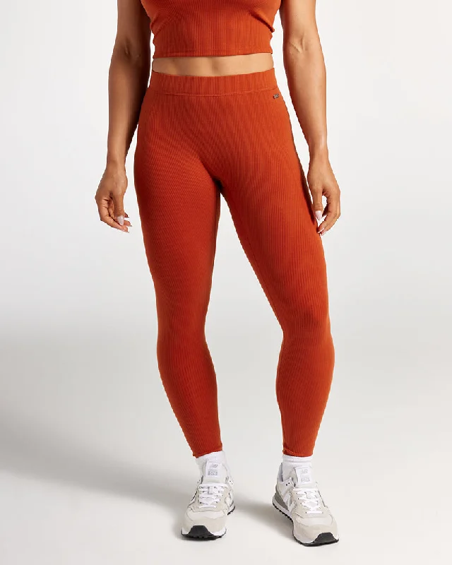 Rib High-Waist Leggings Trendy Color Block Leggings