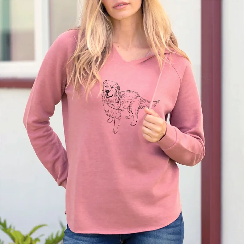 Doodled Reggie the Golden Retriever - Cali Wave Hooded Sweatshirt Hoodie with Fur Luxurious Winter Doodled Reggie the Golden Retriever - Cali Wave Hooded Sweatshirt Hoodie with Fur Luxurious Winter