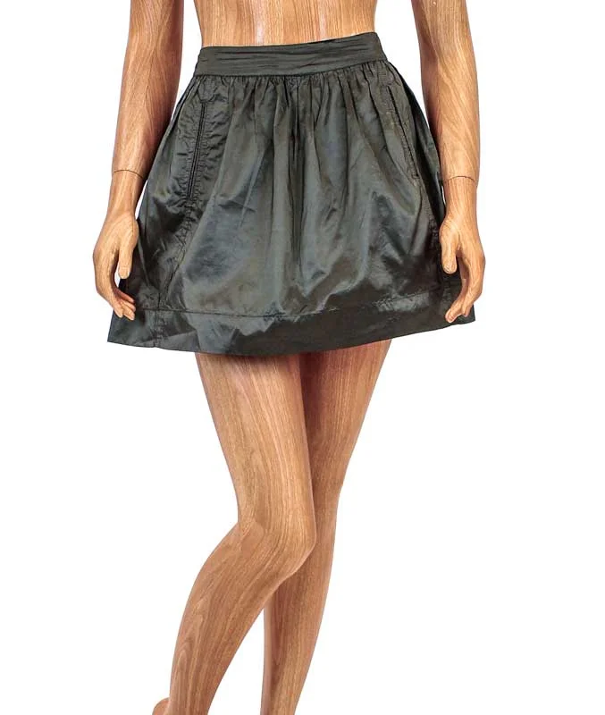 Silk Mini Skirt with Pockets zip skirt side