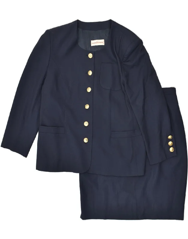 ROCCOBAROCCO Womens 2 Piece Skirt Set UK 16 Large W34 Navy Blue Wool wool skirt sturdy