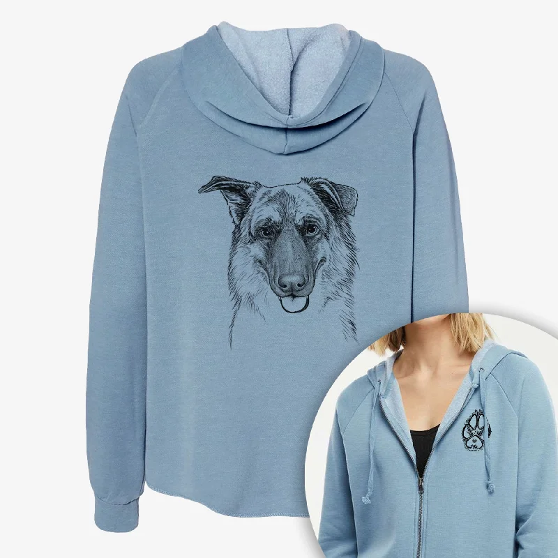 Henry the German Shepherd - Women's Cali Wave Zip-Up Sweatshirt Hoodie with Turtle Neck Cozy Winter Henry the German Shepherd - Women's Cali Wave Zip-Up Sweatshirt Hoodie with Turtle Neck Cozy Winter