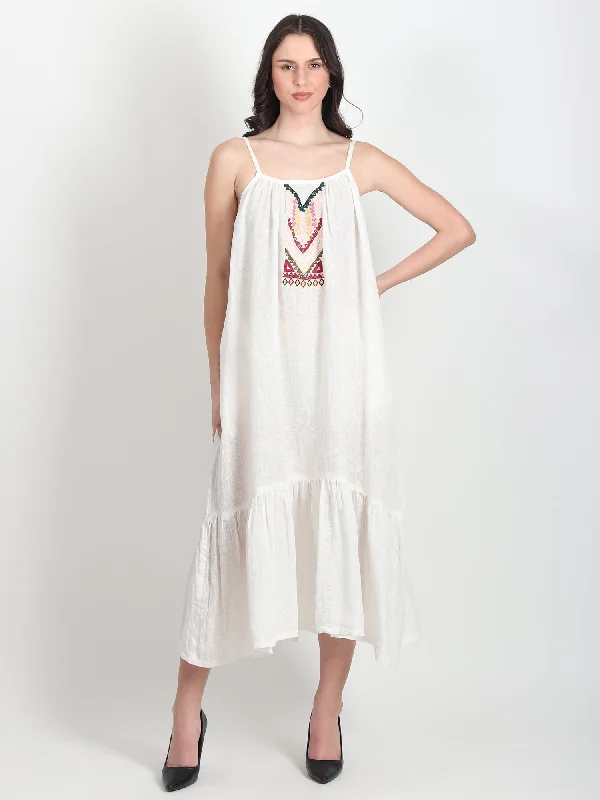 Zoie Embroidered Cotton A-Line Dress Tunics Hiking breathable