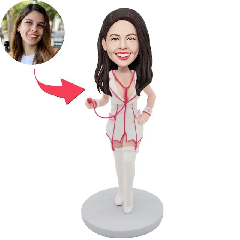 Custom Sexy Female Bobbleheads In White Skirt cashmere skirt rich