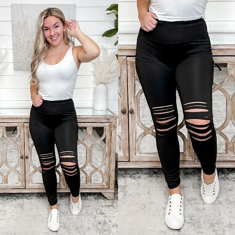 Hidden High Rise Mono B Black Laser Etched Leggings Stylish Everyday Leggings