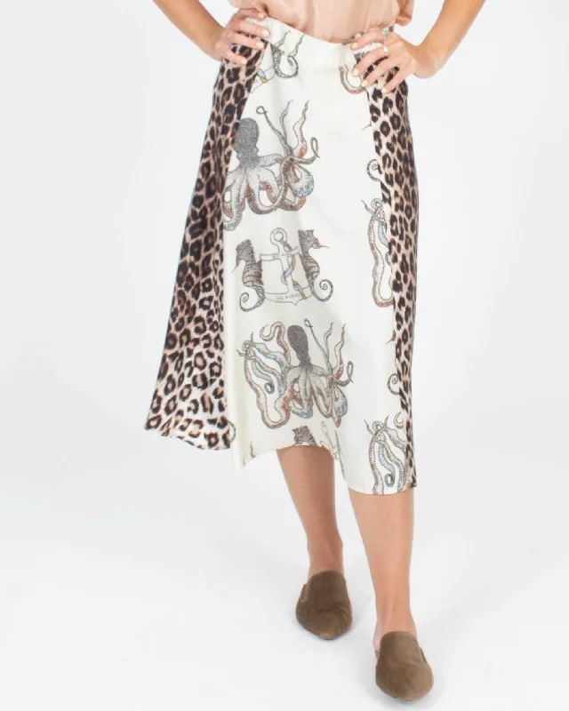 Contrasting Printed Skirt denim skirt durable