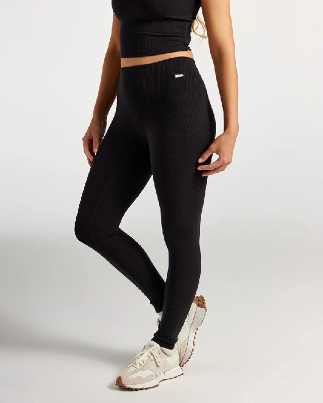 Rib High-Waist Leggings Cozy Full-Length Workout Leggings