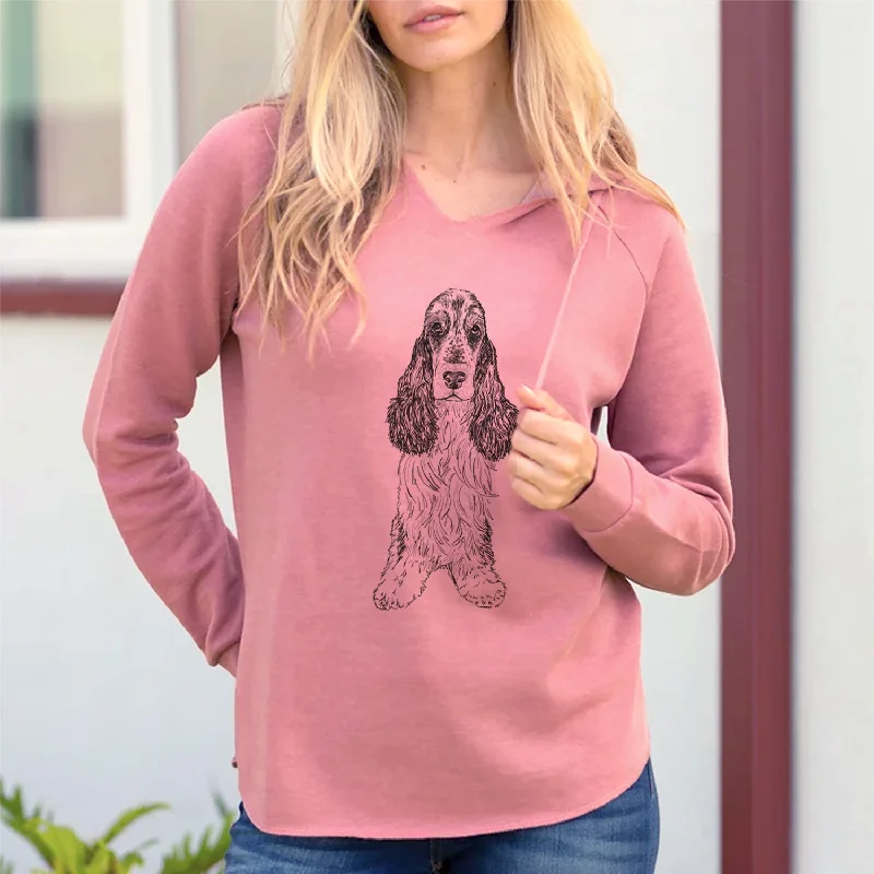 Doodled Rupert the Cocker Spaniel - Cali Wave Hooded Sweatshirt Hoodie with Thumb Holes Functional Cozy Doodled Rupert the Cocker Spaniel - Cali Wave Hooded Sweatshirt Hoodie with Thumb Holes Functional Cozy