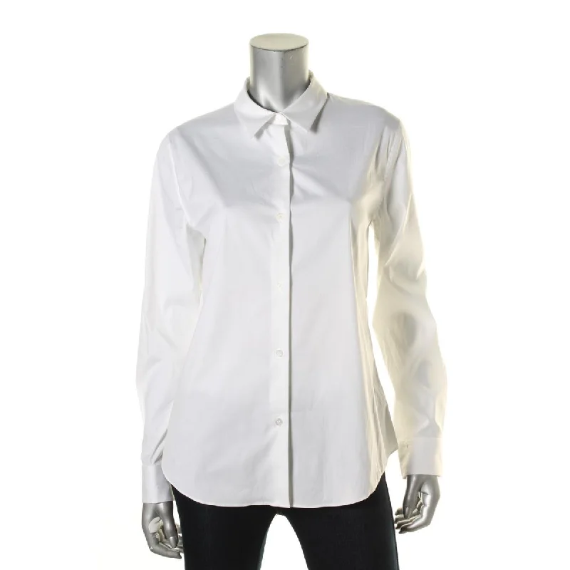 Tenia Womens Collared Button-Down Dress Top Tunics Luxurious premium