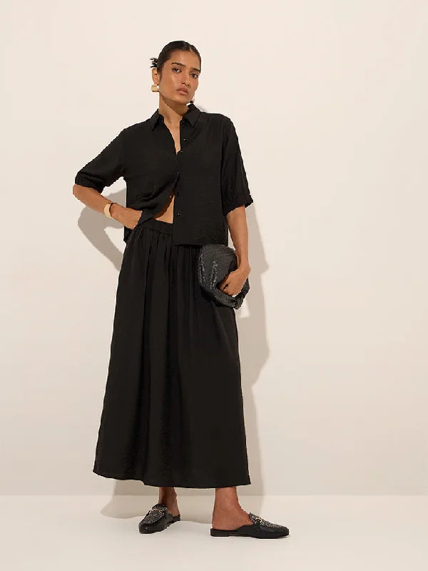Wardrobe Black High-Rise Skirt high waist skirt