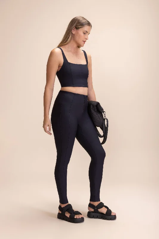 Neopren Zip-Up Leggings Fashionable Stretchy Fit Leggings