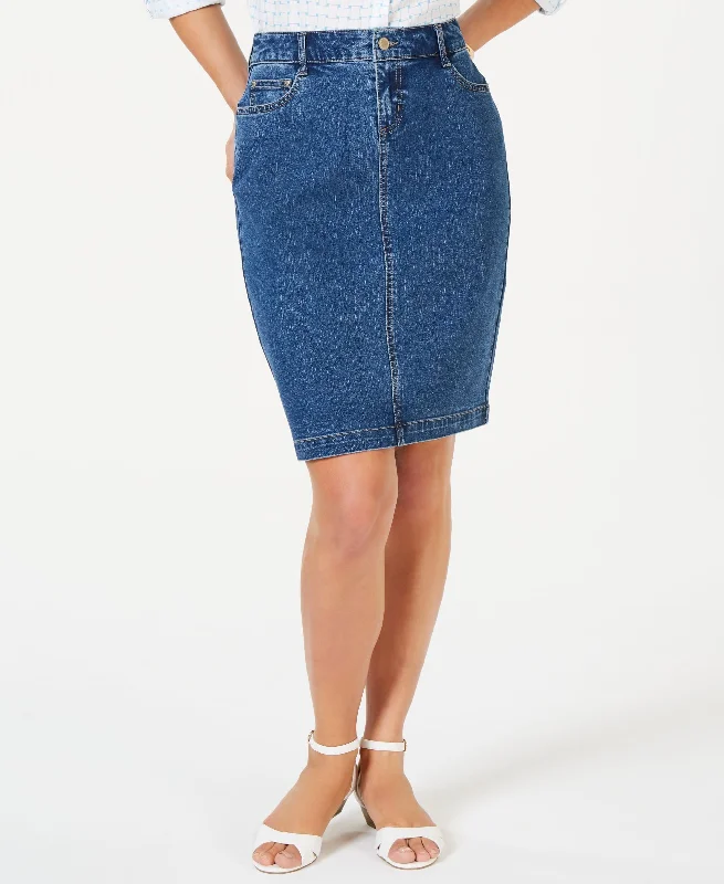Charter Club Petite Denim Tummy Control Skirt cashmere skirt plush