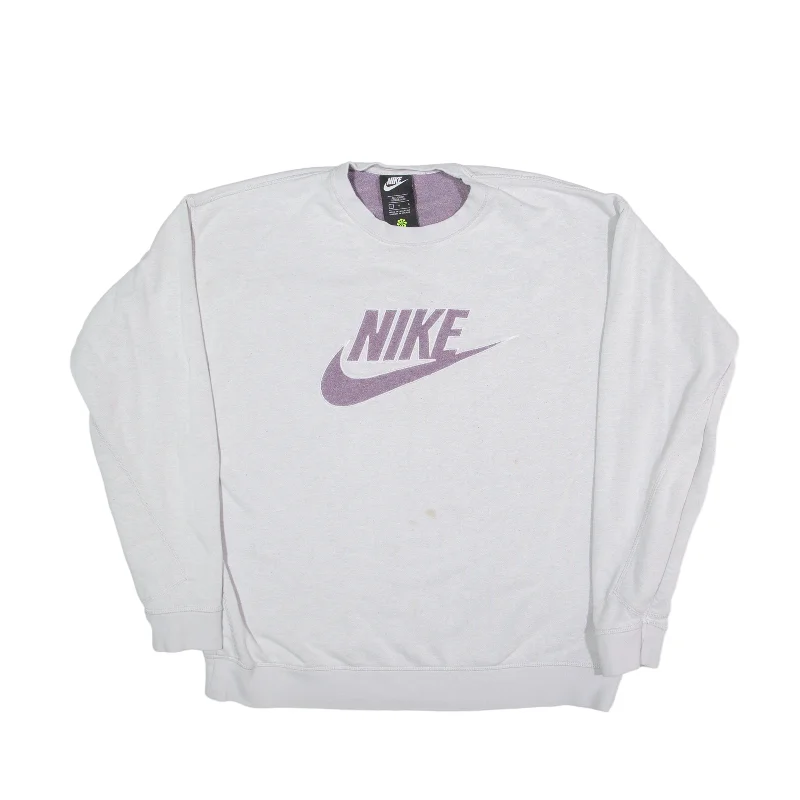 NIKE Sweatshirt White Womens L Hoodie with Hood Adjustable Protection
