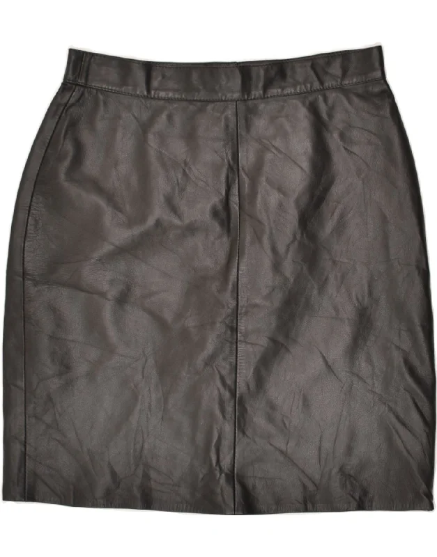 VINTAGE Womens High Waist Leather Skirt IT 46 Large W29 Black vintage skirt charm