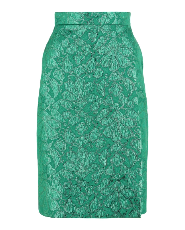 Gucci Womens Metallic Jacquard Knee-Length Skirt denim skirt classic