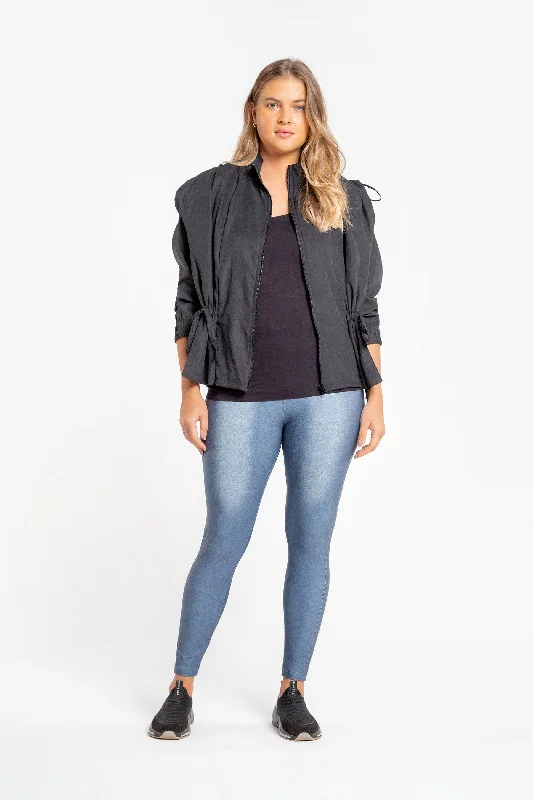 Mix Denim Legging Fashionable Embroidered Detail Leggings